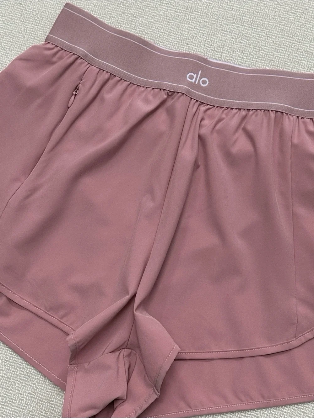 ALO Yoga Mauve Pink Layered Athletic Shorts